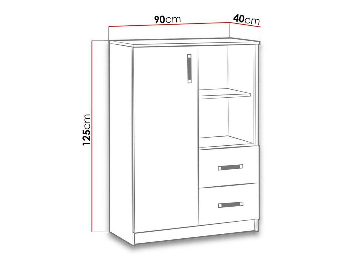 Komoda Lorlare 105 (Balta + Turkis)