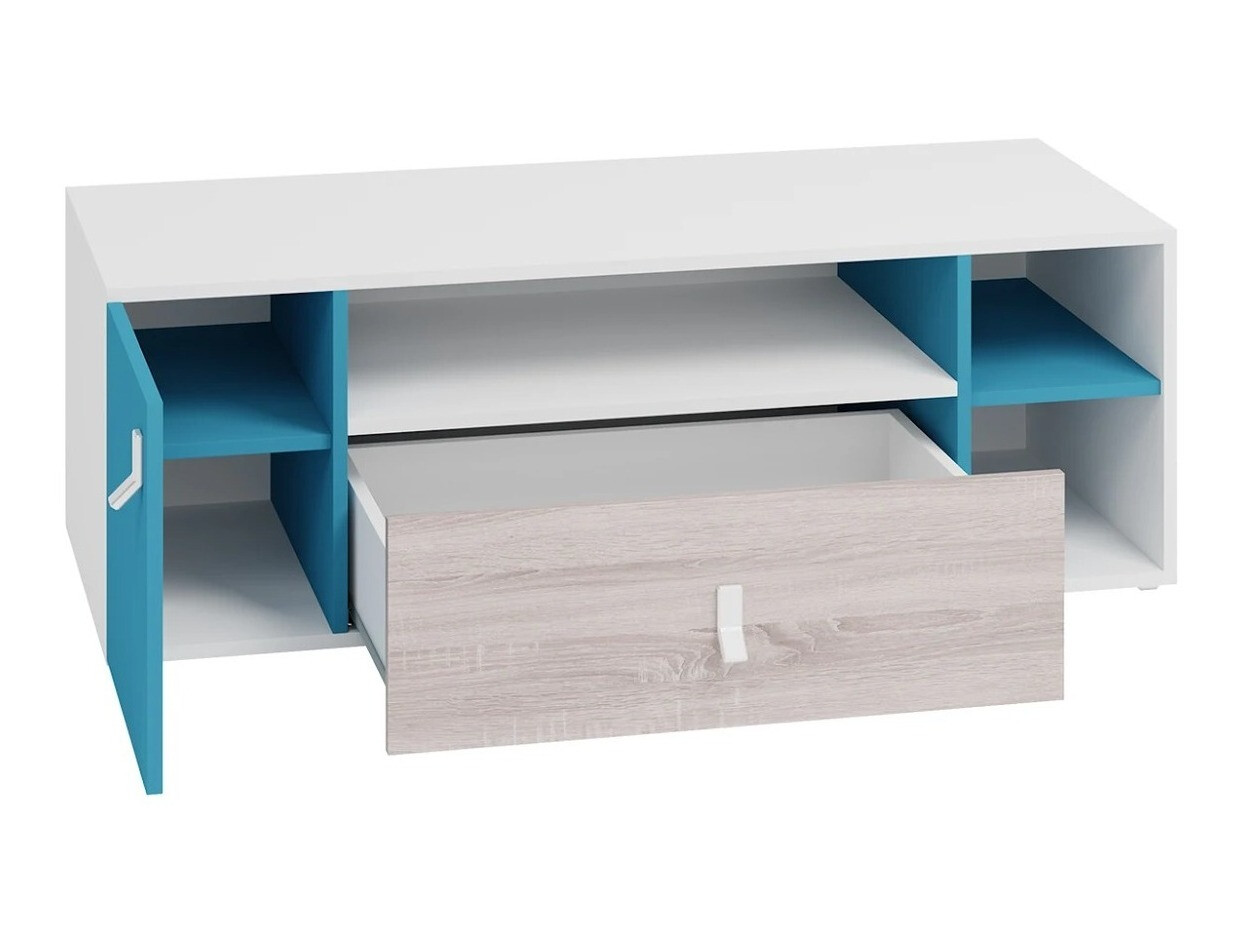 TV staliukas Camteso 108 (Balta + Ąžuolas + Turkis)