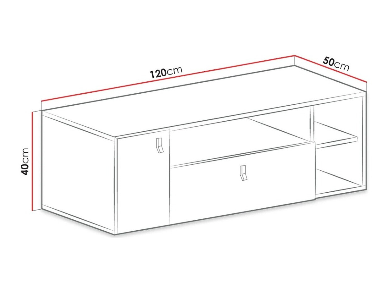 TV staliukas Camteso 108 (Balta + Ąžuolas + Turkis)