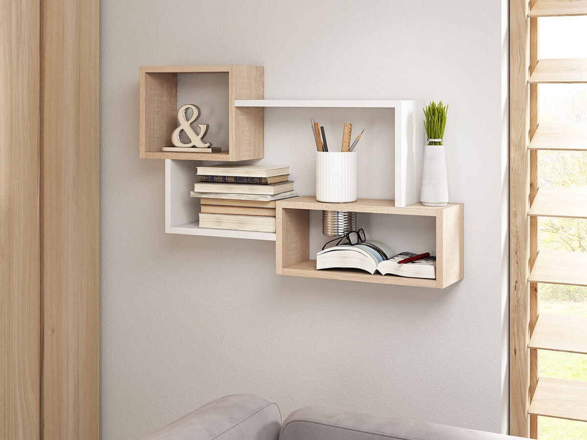 Pakabinama lentyna Lexicon II (Sonomos ąžuolas + Balta)