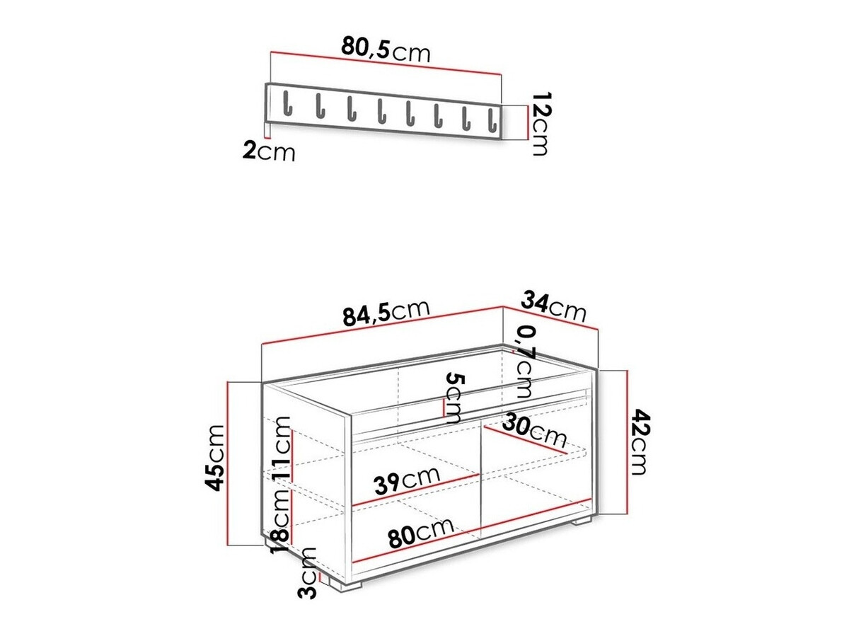 Prieškambario komplektas Comfivo Pinus IV (Balta + Soft 011)