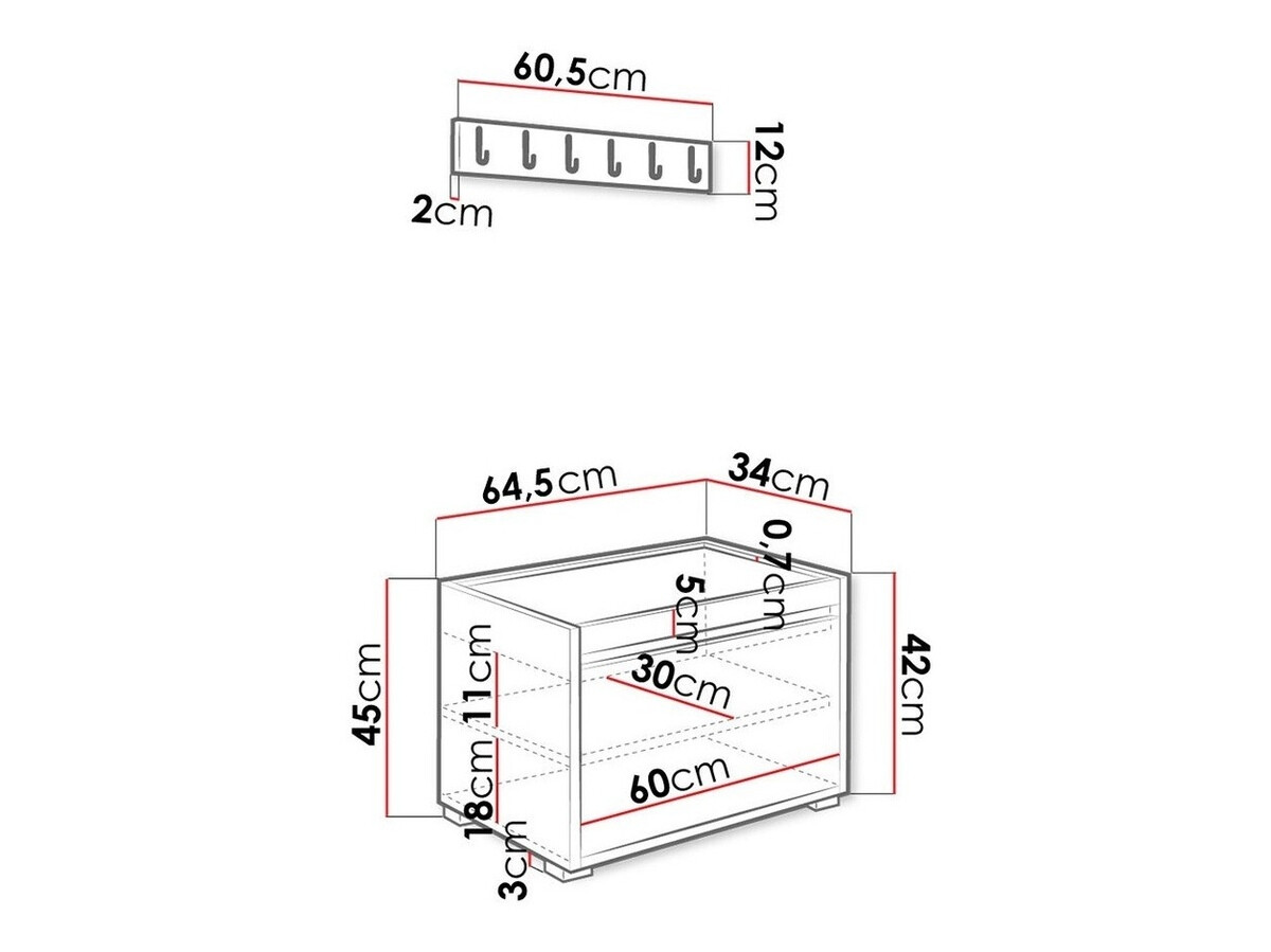 Prieškambario komplektas Comfivo Pinus VIII (Balta + Soft 017)