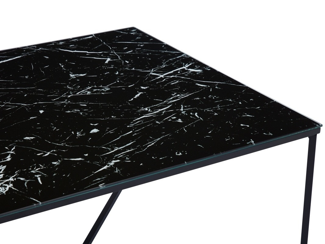 Žurnalinis staliukas Riverton 381 (Juodas marmuras + Juoda)