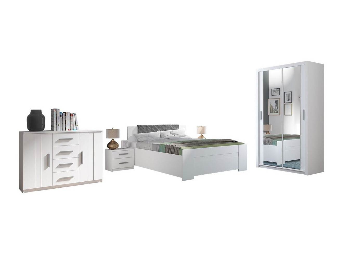 Miegamojo komplektas Catromi 112 (Balta + Soft Pik 029)