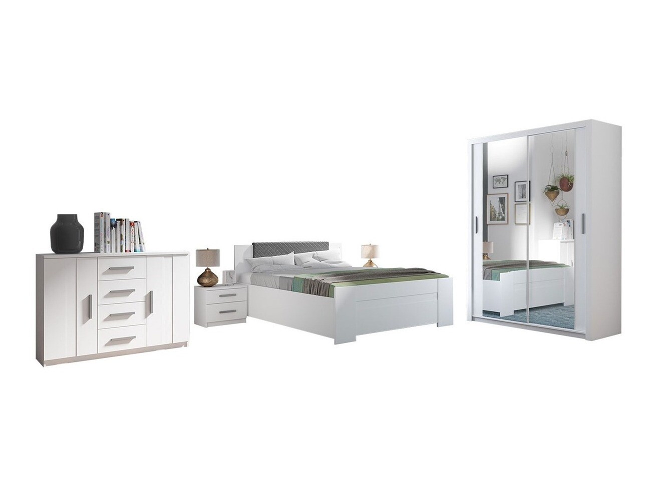 Miegamojo komplektas Catromi 113 (Balta + Soft Pik 029)
