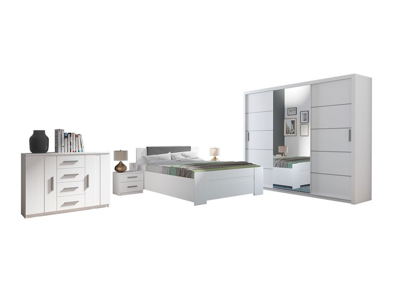Miegamojo komplektas Catromi 116 (Balta + Soft Pik 029)