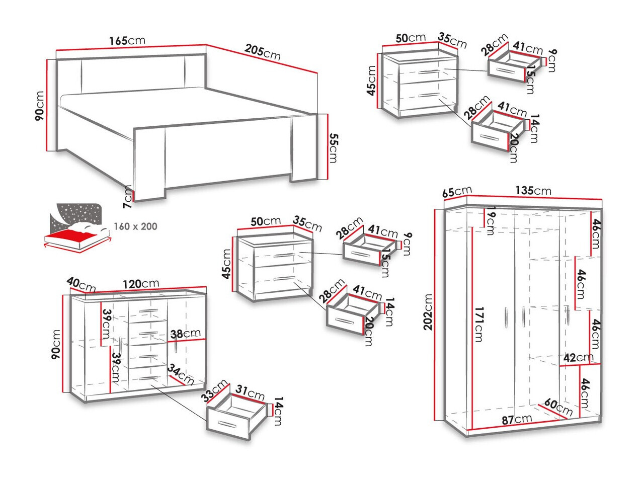 Miegamojo komplektas Catromi 123 (Balta)