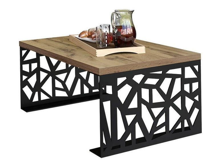 Žurnalinis staliukas Germantown 101 (Matinė juoda + Ąžuolas)