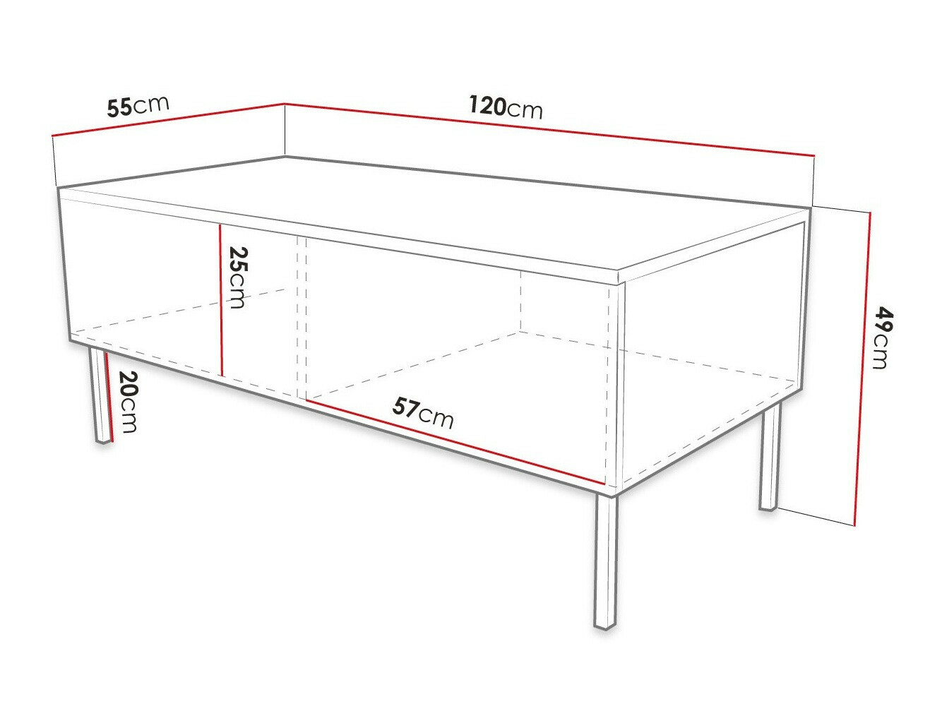 Žurnalinis staliukas Levelbu 100 (Juoda + Blizgi juoda)