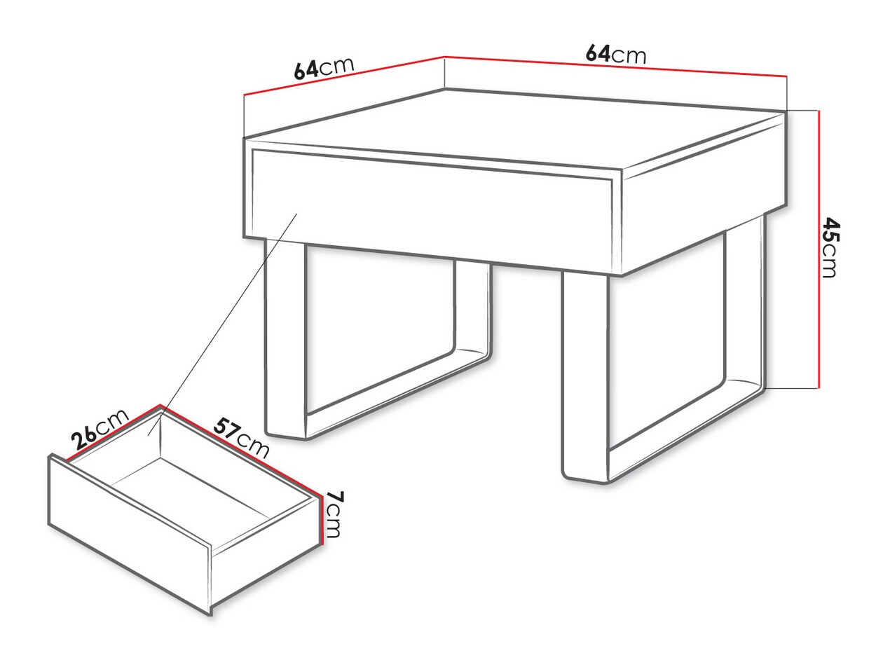 Šoninis staliukas Remus (Juoda + Blizgi juoda)