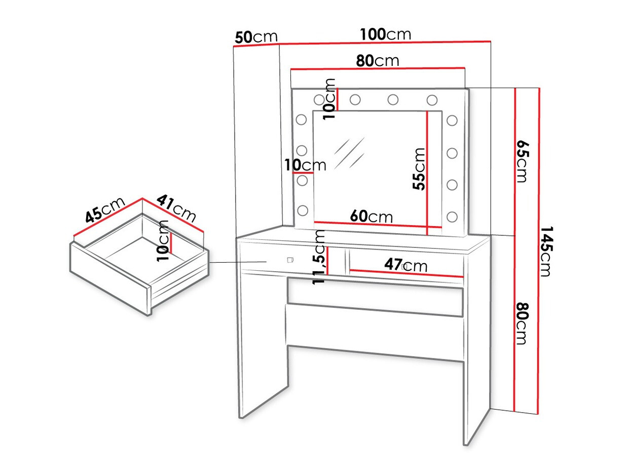 Makiažo staliukas Bedford 100