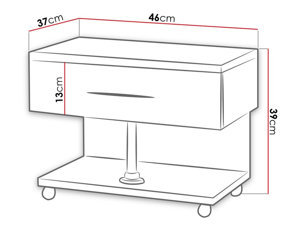 Naktinis staliukas Campus (Balta + Blizgi balta)