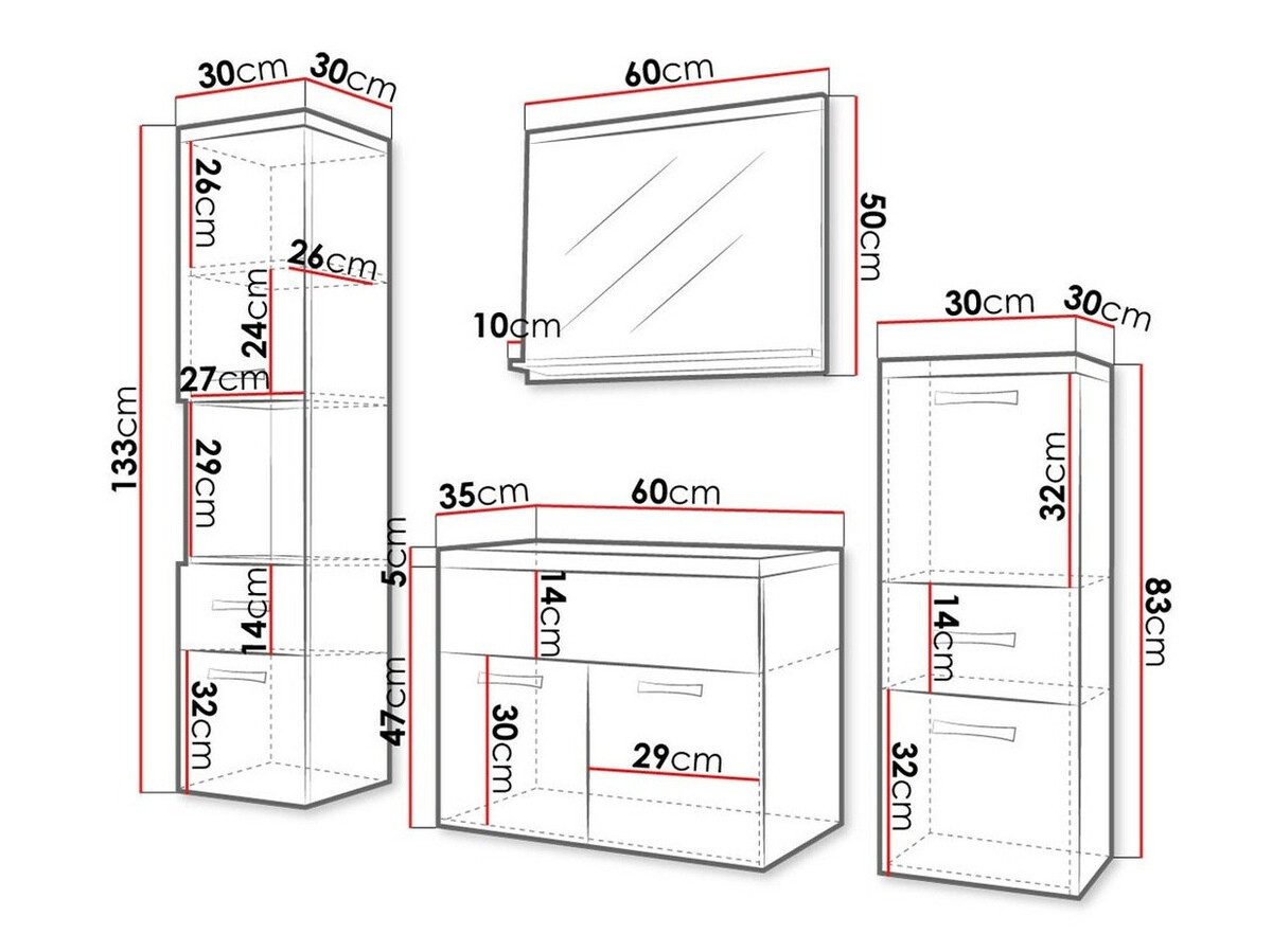 Vonios komplektas Sarasota 109 (Riešutas + Grafitas)