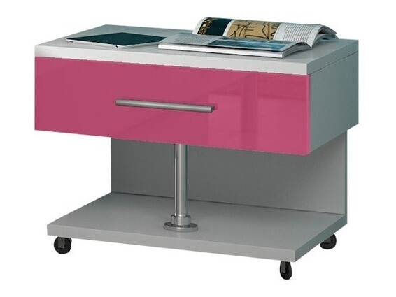 Vaikų kambario komplektas Campus (Blizgi balta + Blizgi rožinė)