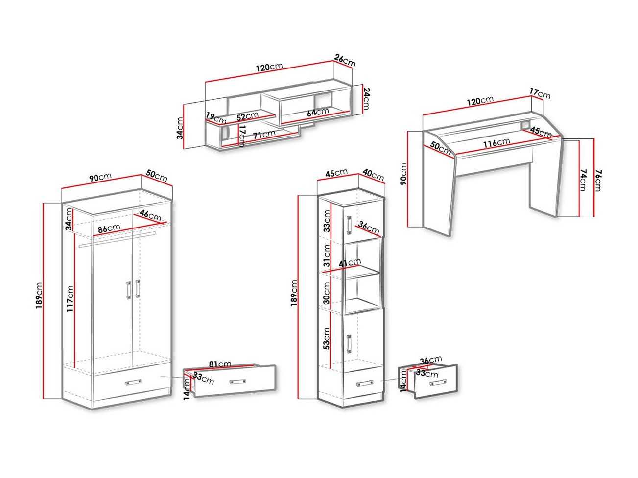 Vaikų kambario komplektas Sorviru 106 (Balta + Turkis)