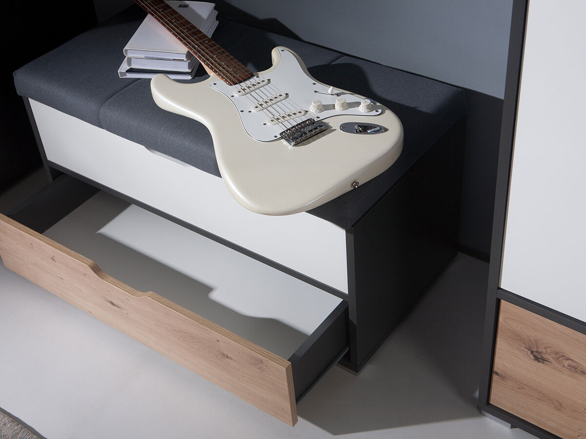 Minkštasuolis Providence H105 (Grafitas + Artisan ąžuolas + Balta + Avelline 101)