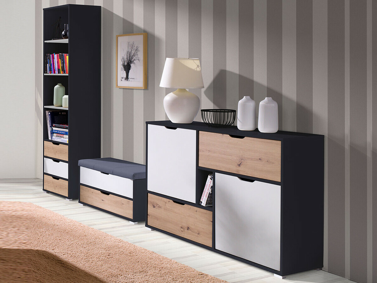 Minkštasuolis Providence H105 (Grafitas + Artisan ąžuolas + Balta + Avelline 101)