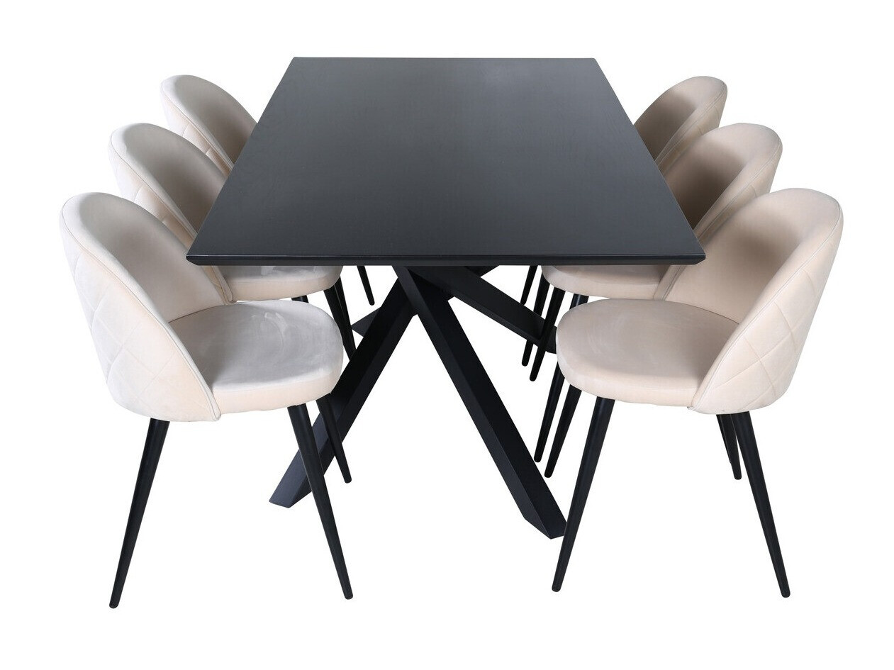 Valgomojo komplektas Dallas 2693 (Kreminė + Juoda)