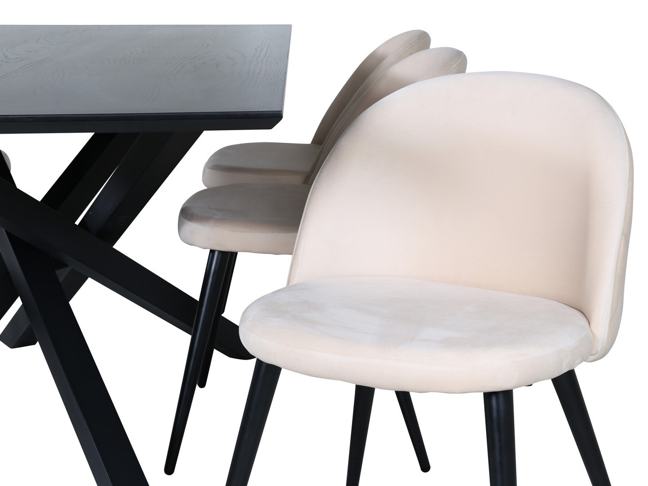 Valgomojo komplektas Dallas 2693 (Kreminė + Juoda)