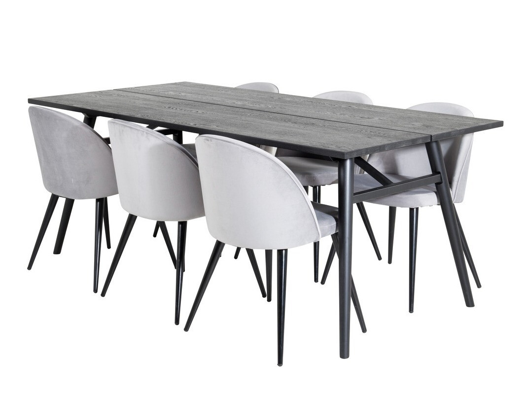 Valgomojo komplektas Dallas 1676 (Pilka + Juoda)