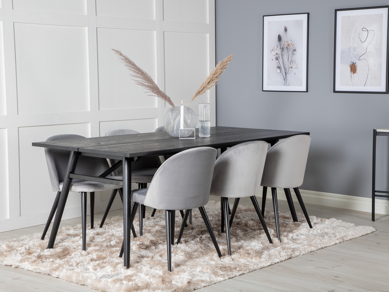 Valgomojo komplektas Dallas 1676 (Pilka + Juoda)