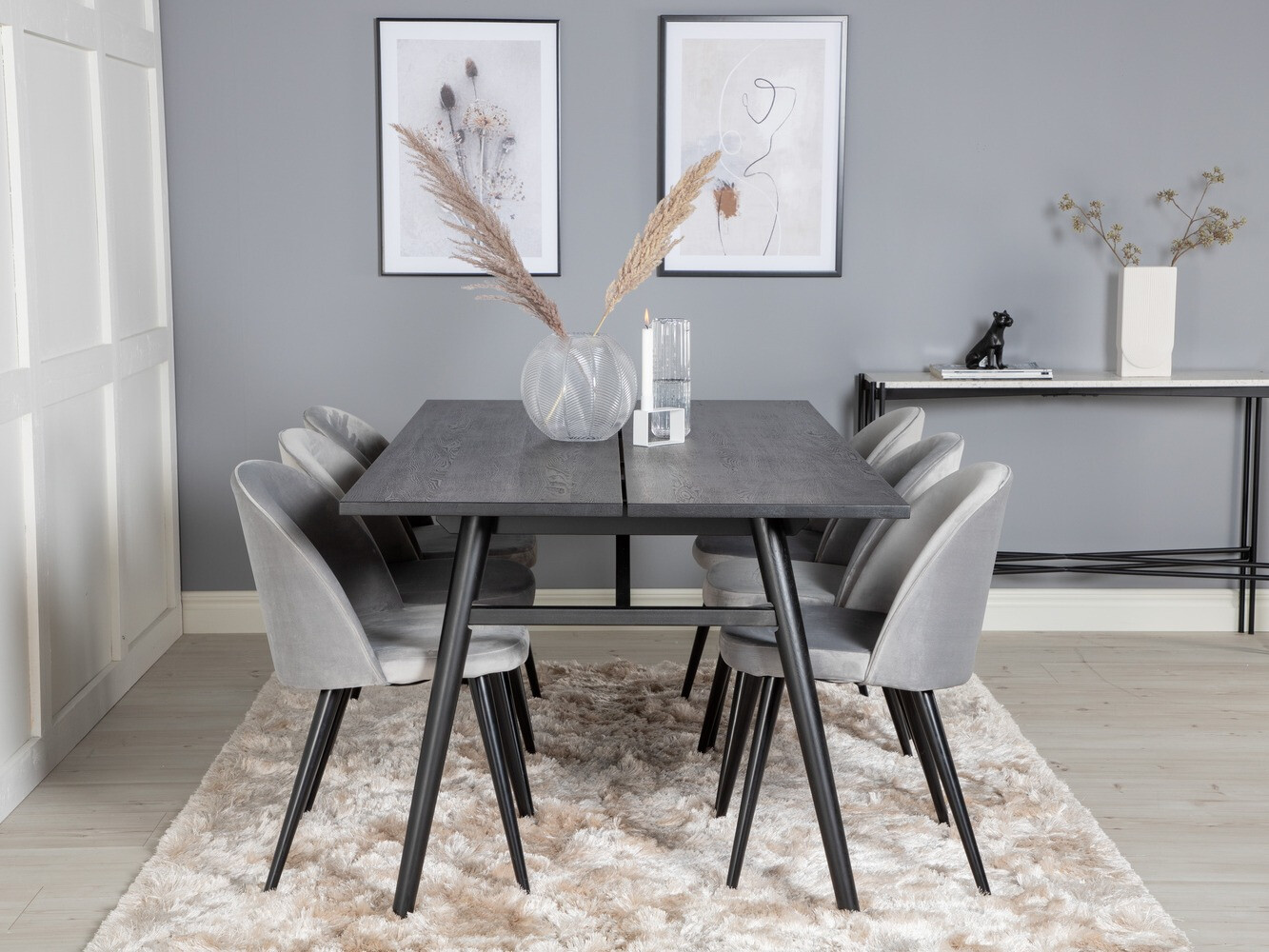 Valgomojo komplektas Dallas 1676 (Pilka + Juoda)