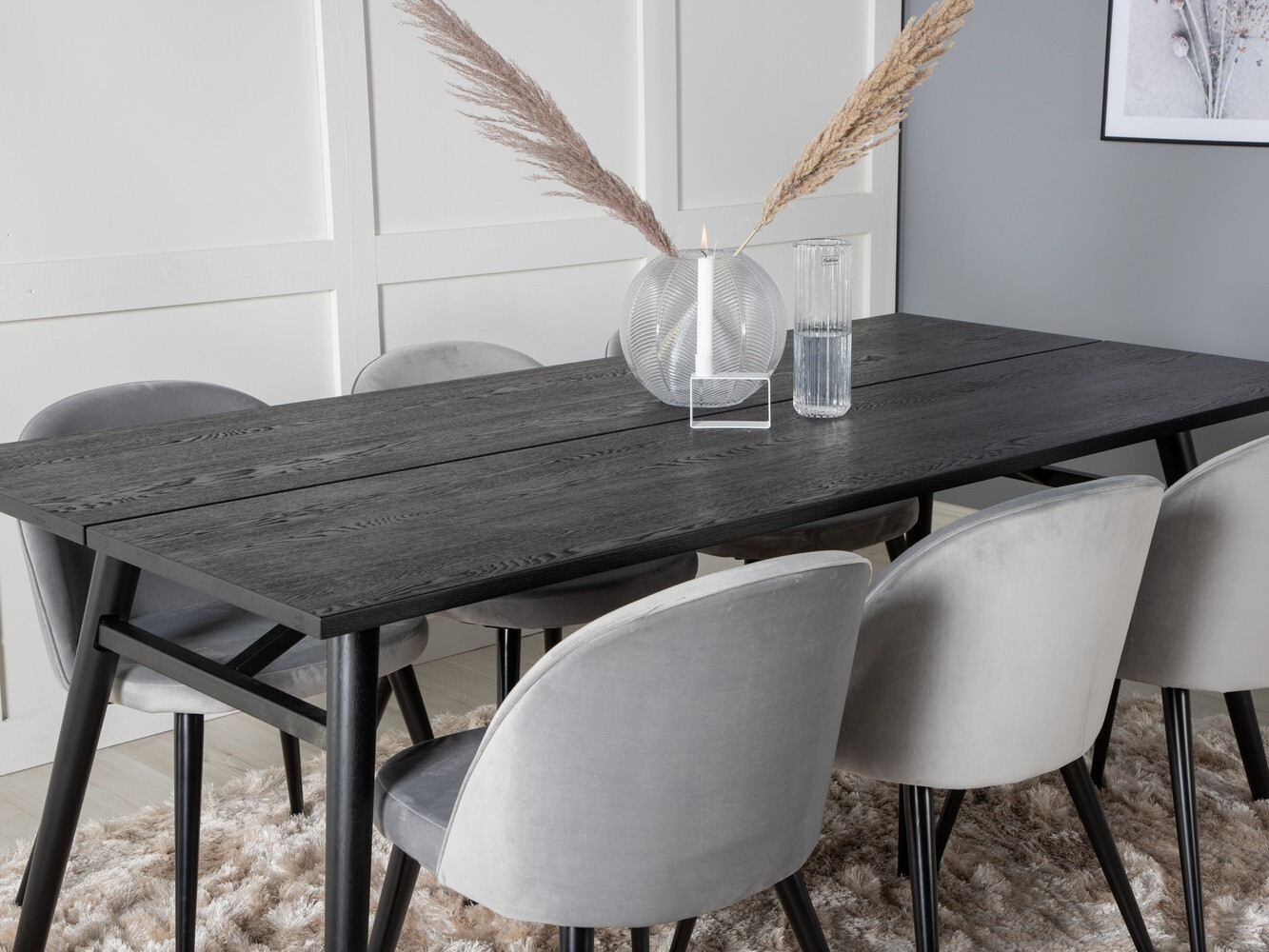 Valgomojo komplektas Dallas 1676 (Pilka + Juoda)