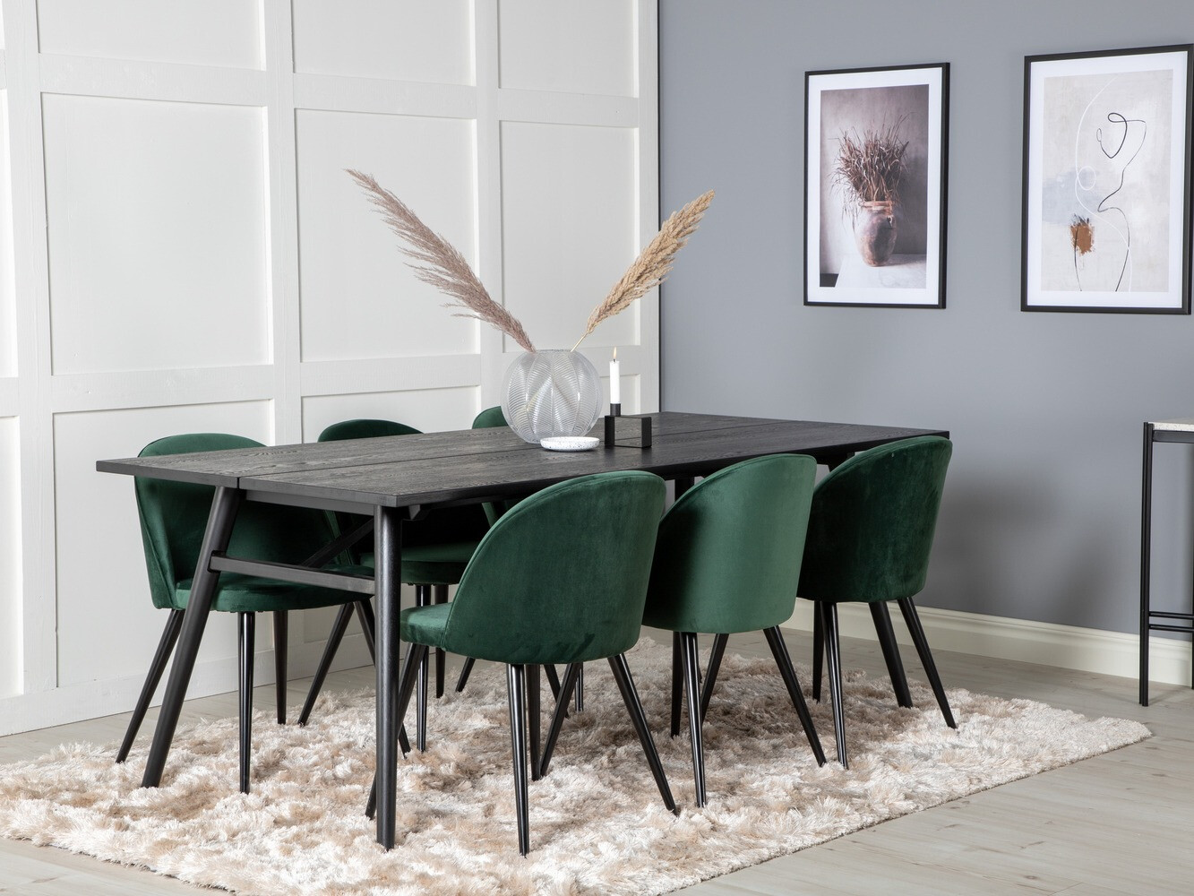 Valgomojo komplektas Dallas 1676 (Žalia + Juoda)