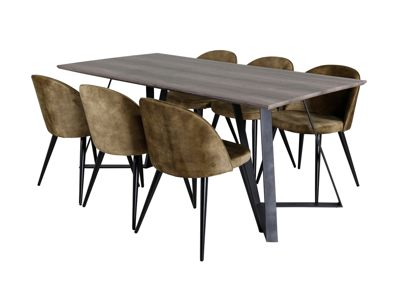 Valgomojo komplektas Dallas 340 (Dusty žalia + Juoda)