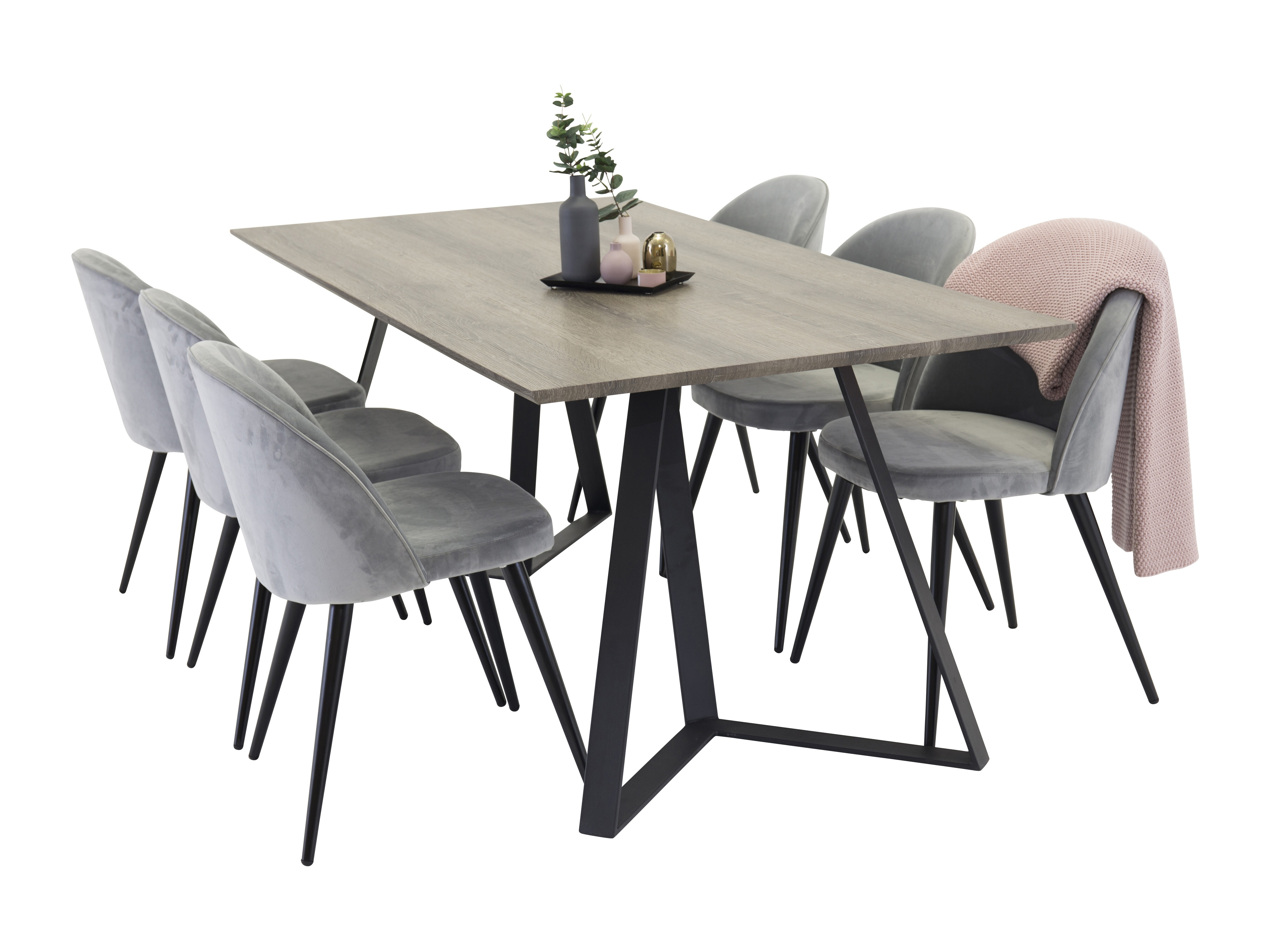 Valgomojo komplektas Dallas 340 (Pilka + Juoda)