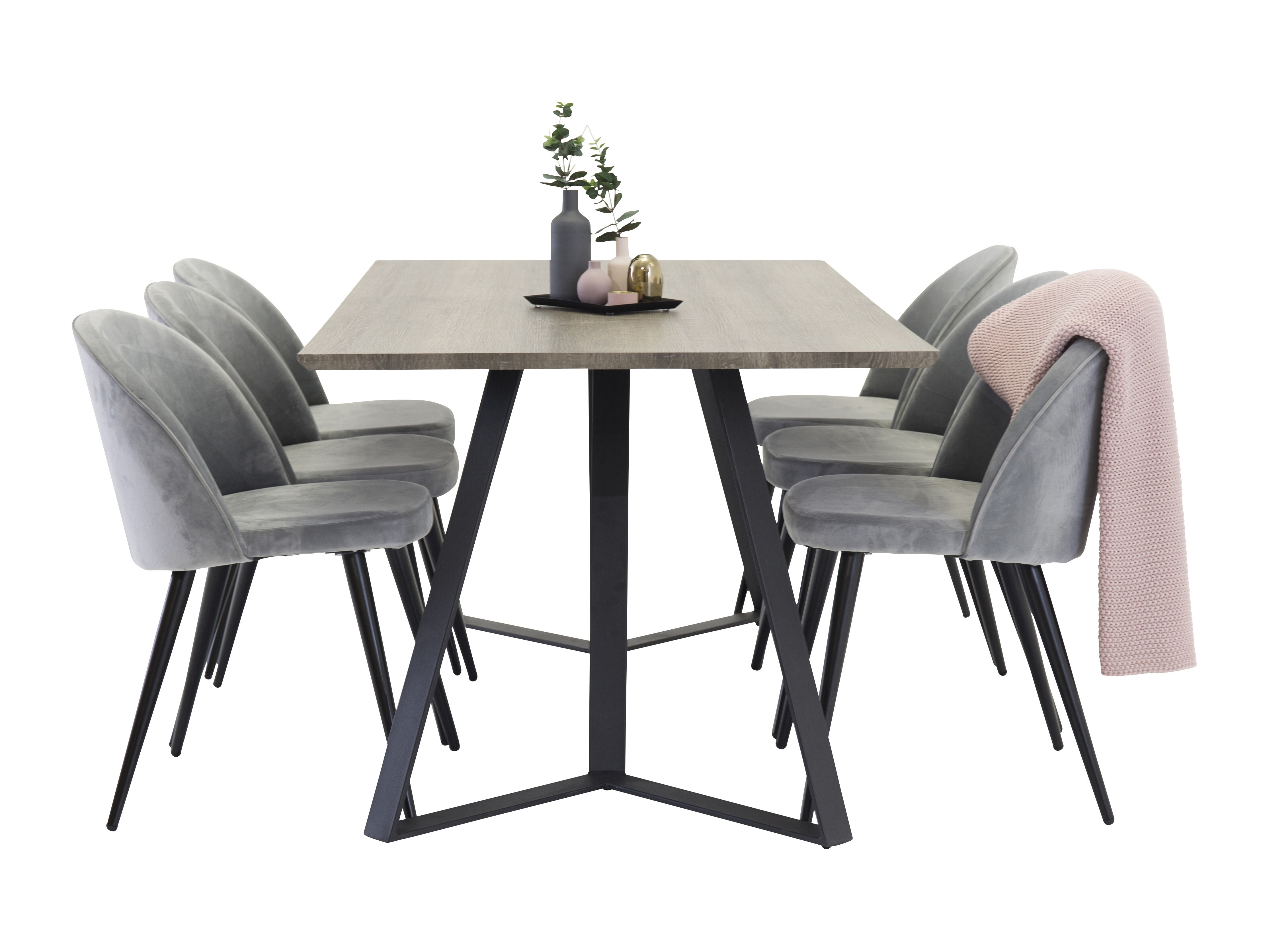 Valgomojo komplektas Dallas 340 (Pilka + Juoda)