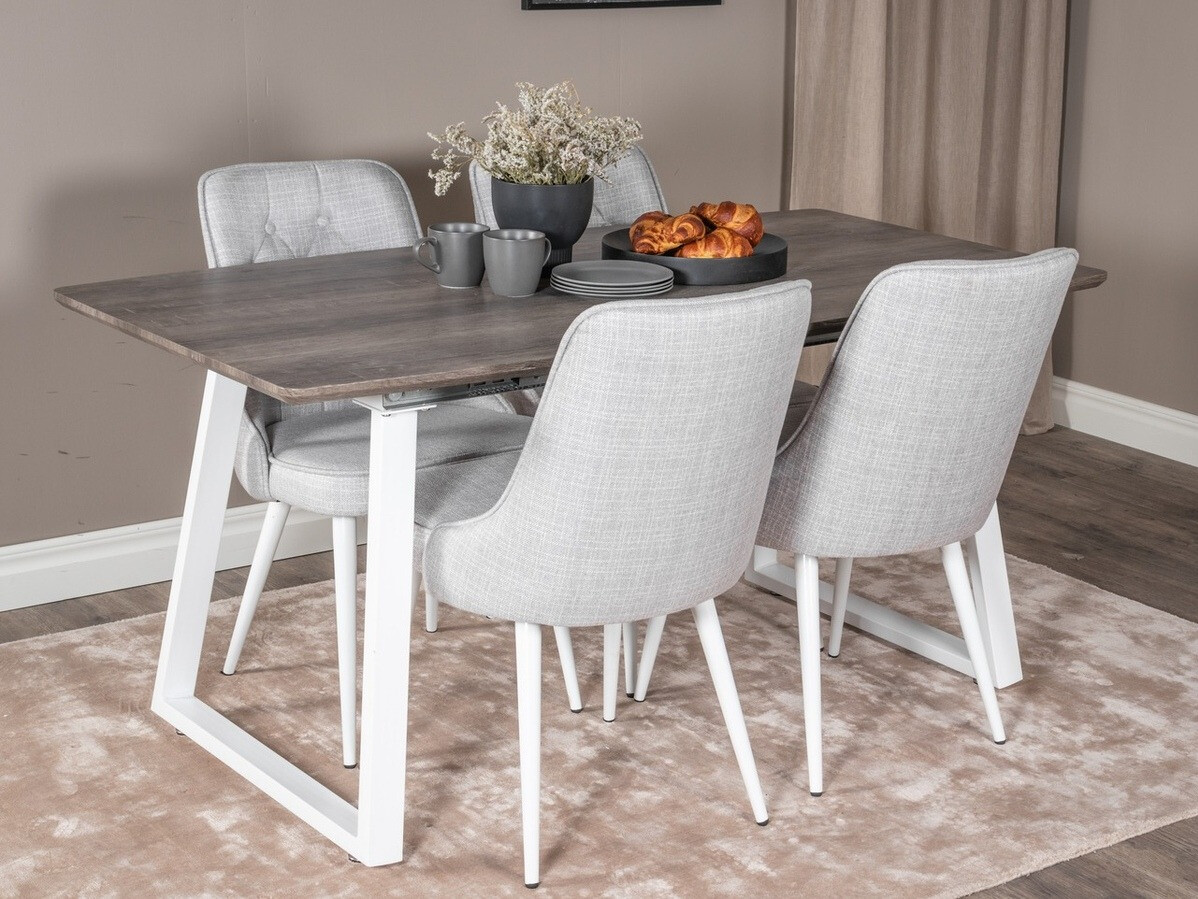 Valgomojo komplektas Dallas 1805 (Balta + Šviesi pilka)