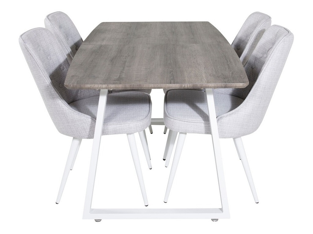 Valgomojo komplektas Dallas 1805 (Balta + Šviesi pilka)