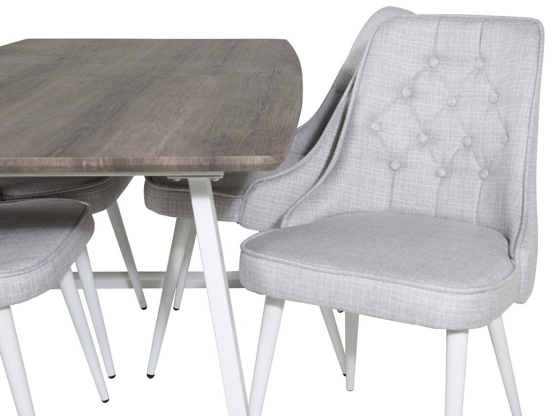 Valgomojo komplektas Dallas 1805 (Balta + Šviesi pilka)