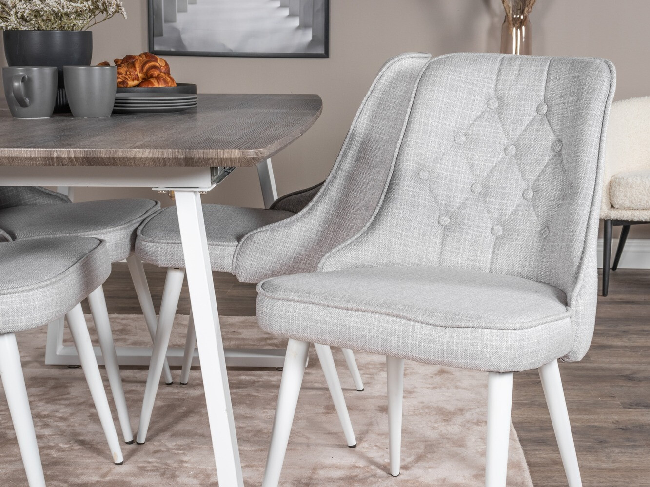 Valgomojo komplektas Dallas 1805 (Balta + Šviesi pilka)