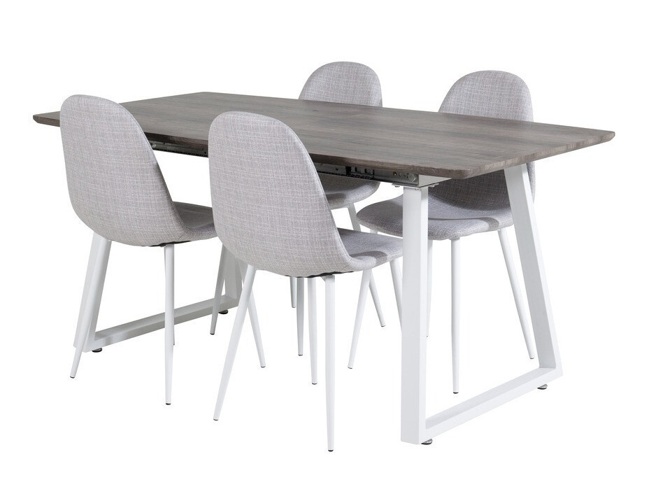 Valgomojo komplektas Dallas 1979 (Balta + Šviesi pilka)