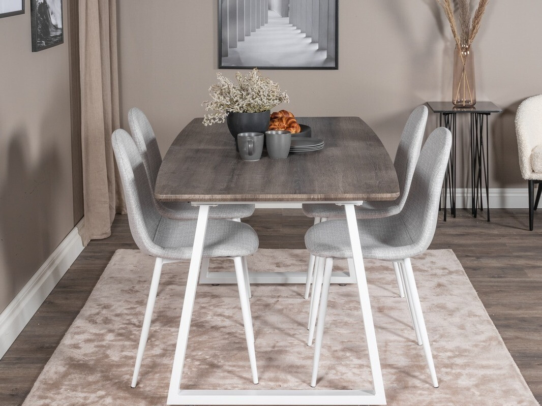 Valgomojo komplektas Dallas 1979 (Balta + Šviesi pilka)