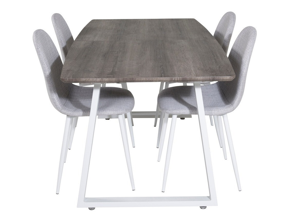 Valgomojo komplektas Dallas 1979 (Balta + Šviesi pilka)