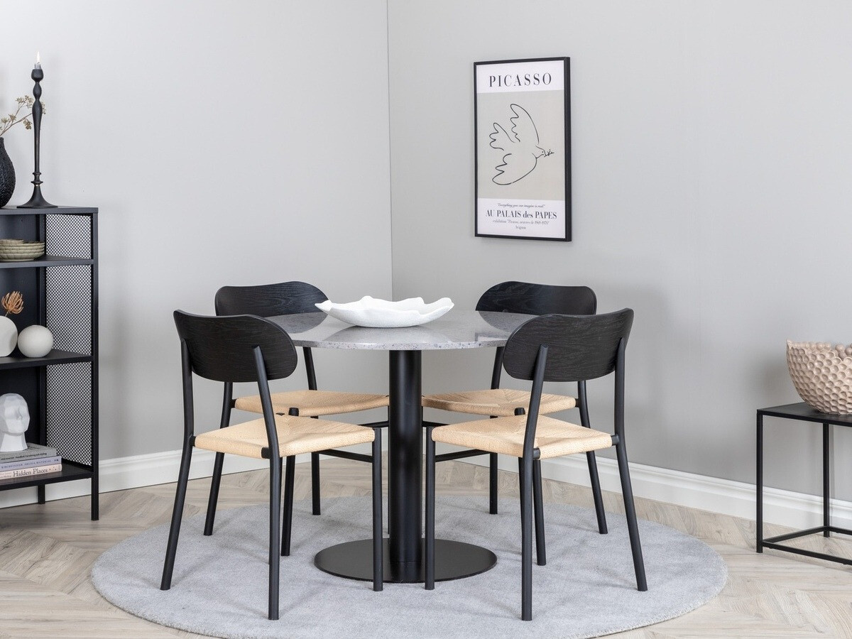 Valgomojo komplektas Dallas 1137 (Šviesus medis + Juoda)