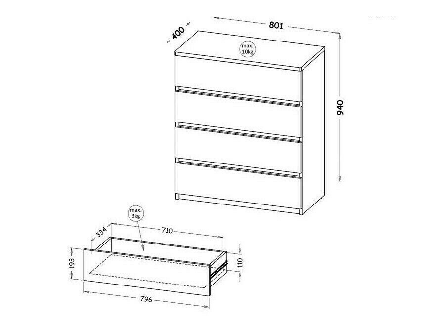 Komoda Evaropha 104 (Votan ąžuolas + Balta)