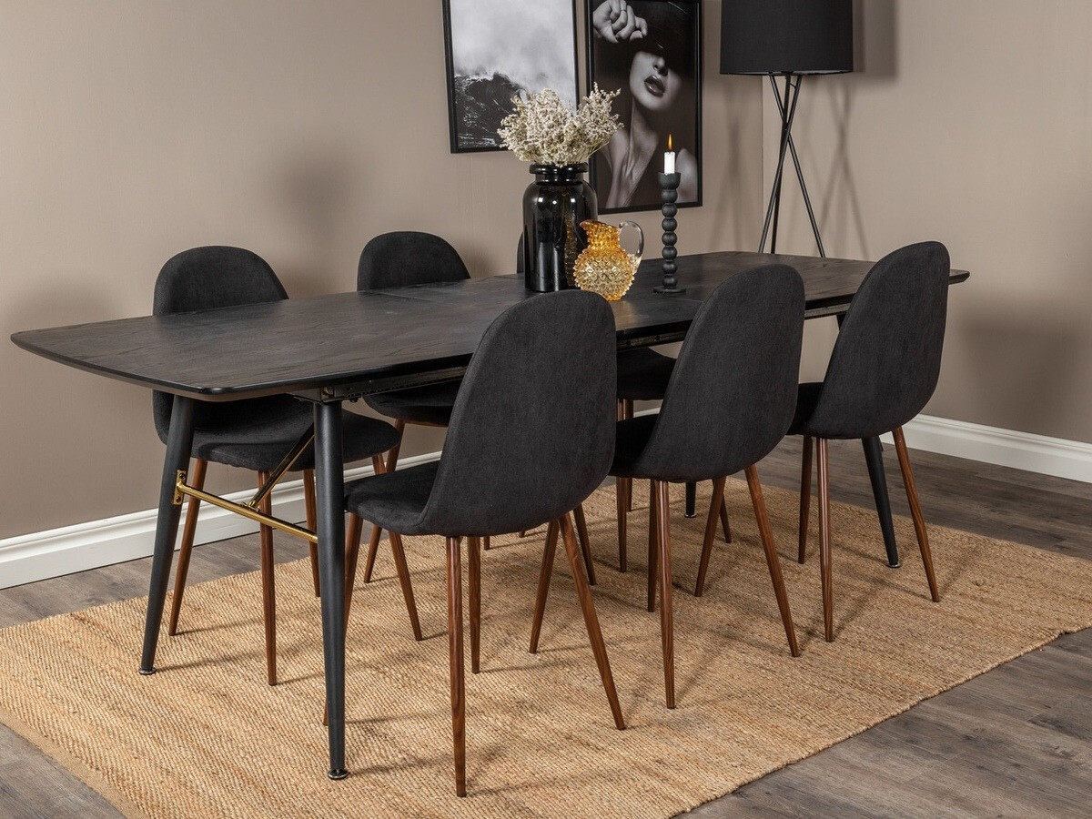 Valgomojo komplektas Dallas 1443 (Juoda + Riešutas)