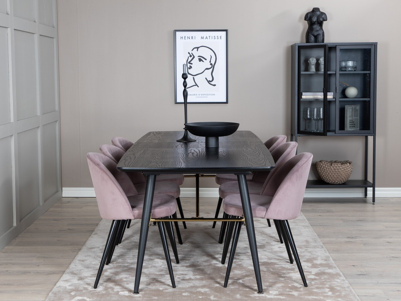 Valgomojo komplektas Dallas 1447 (Rožinė + Juoda)