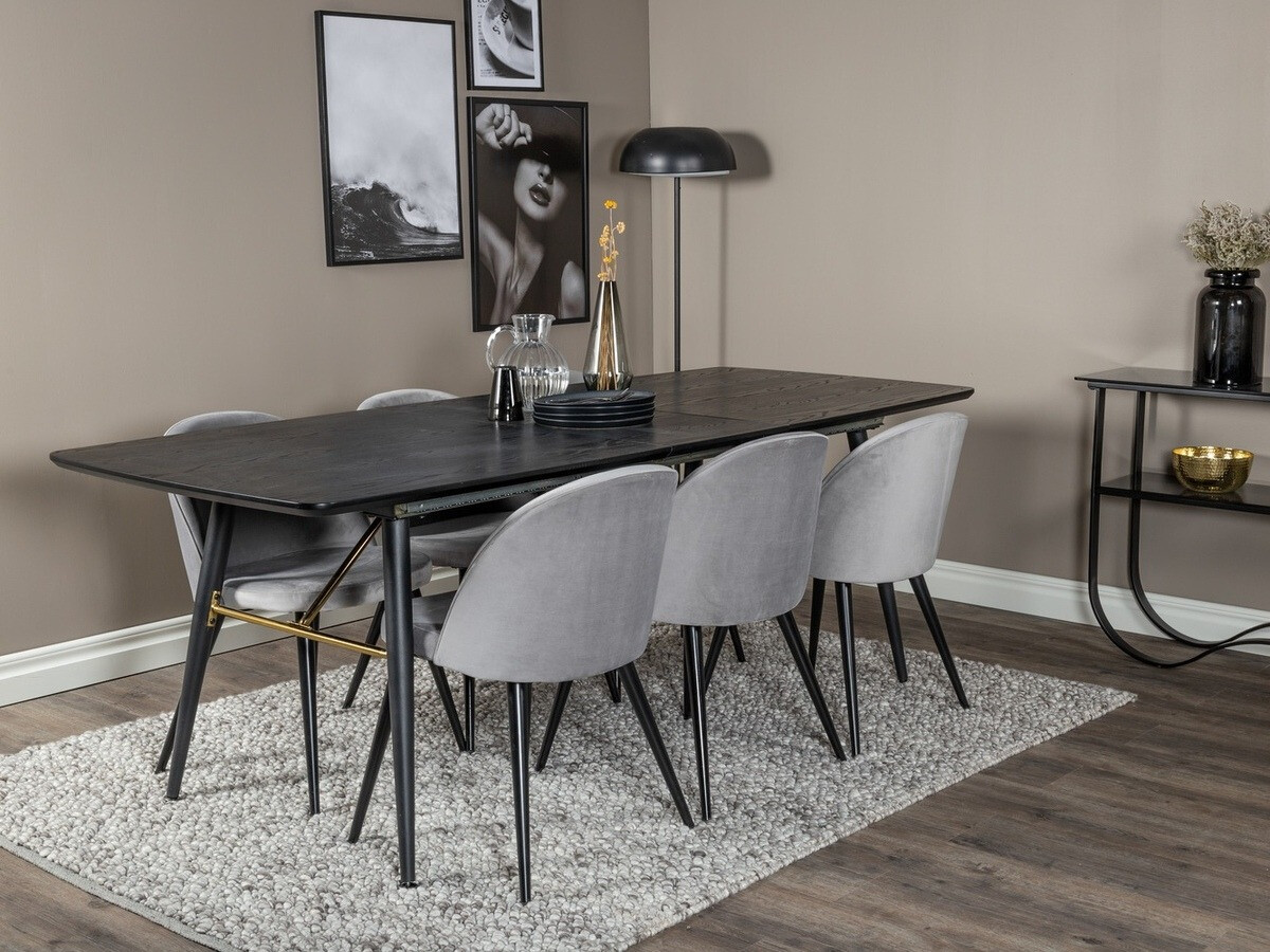 Valgomojo komplektas Dallas 1449 (Šviesi pilka + Juoda)