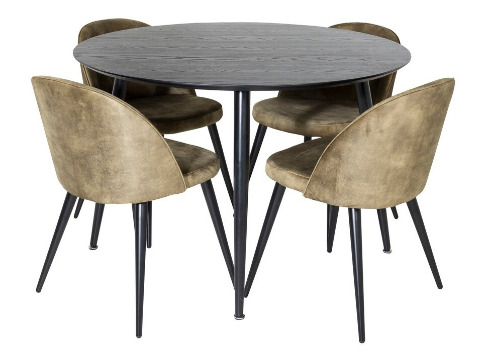 Valgomojo komplektas Dallas 1559 (Dusty žalia + Juoda)