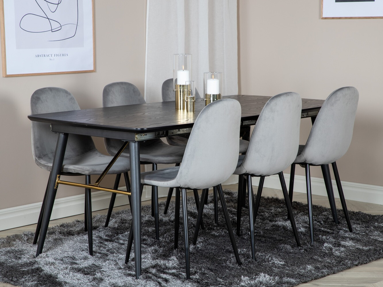 Valgomojo komplektas Dallas 1580 (Pilka + Juoda)