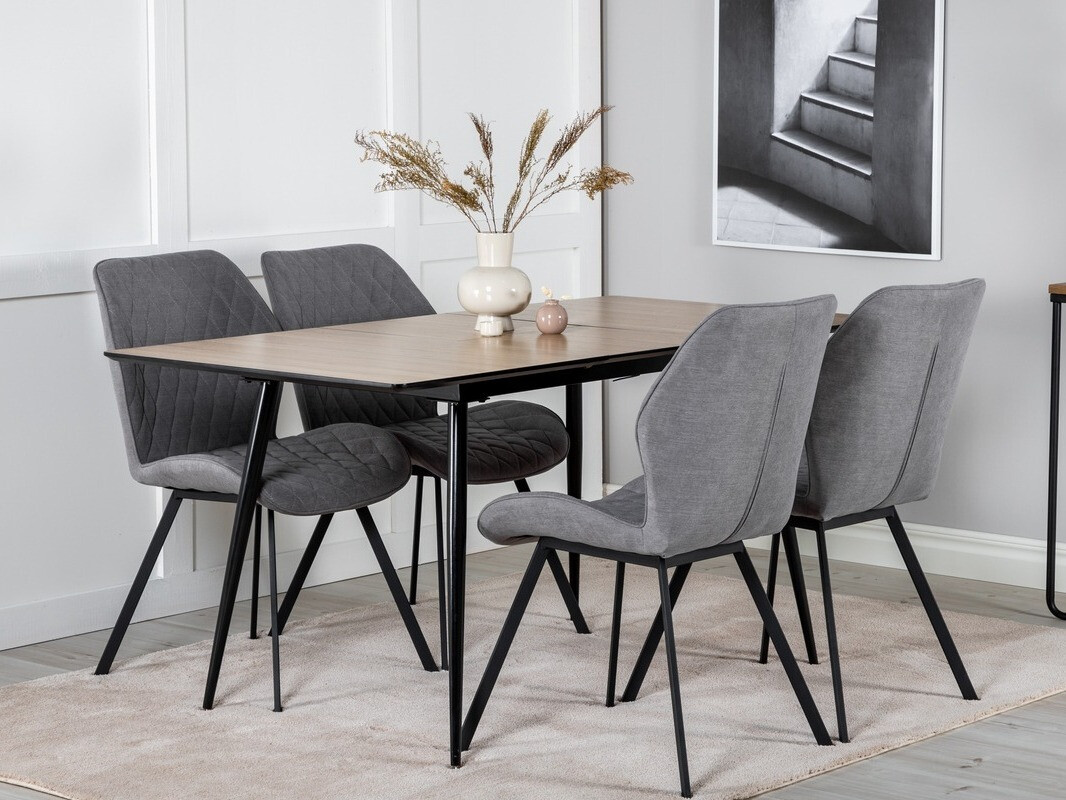 Valgomojo komplektas Dallas 1617 (Pilka + Juoda)