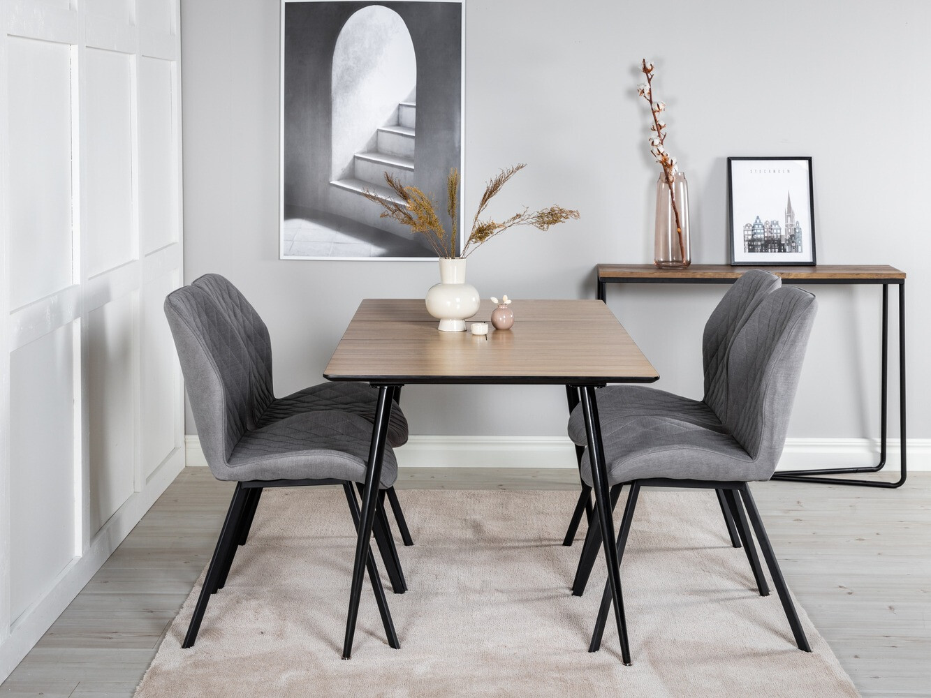 Valgomojo komplektas Dallas 1617 (Pilka + Juoda)