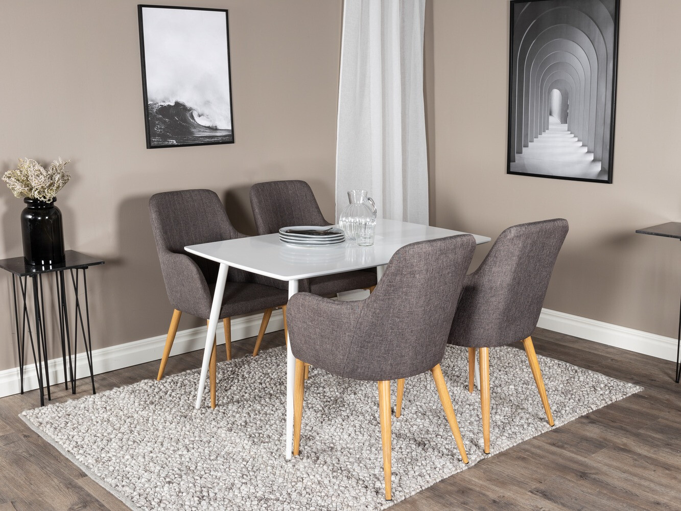 Valgomojo komplektas Dallas 1623 (Tamsi pilka + Ruda)