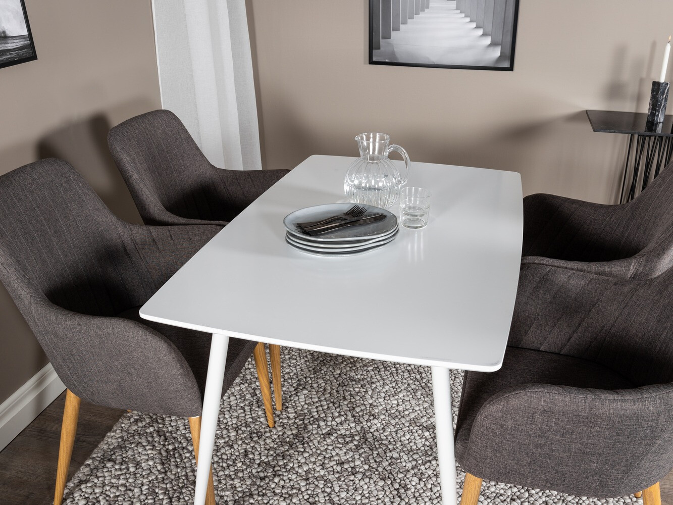 Valgomojo komplektas Dallas 1623 (Tamsi pilka + Ruda)