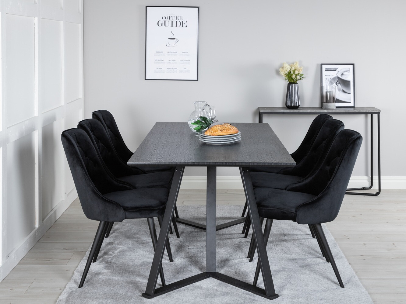 Valgomojo komplektas Dallas 1628 (Juoda)